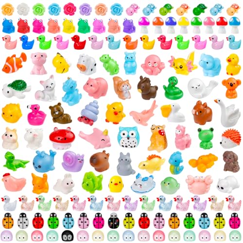 200 Pcs Mini Patio Miniatures Figurines Colorful Mini Resin Figures in Bulk Miniature Little Small Animals Figurines for Fairy Garden Landscape Dollhouse Accessories DIY Crafts Aquarium Decor - style: 200Pcs Bulk