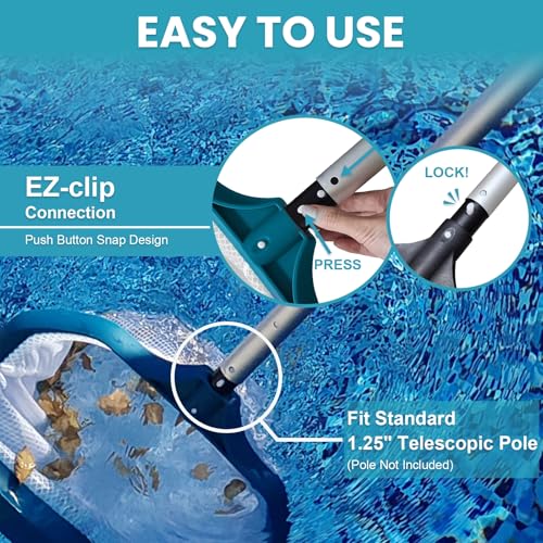 Pool Skimmer Net - Upgrade Swimming Leaf Rake with Extra Wide Scoop Edge, Fine Mesh Nets for Pool Cleaning Leaves, Debris (Not Pole)
