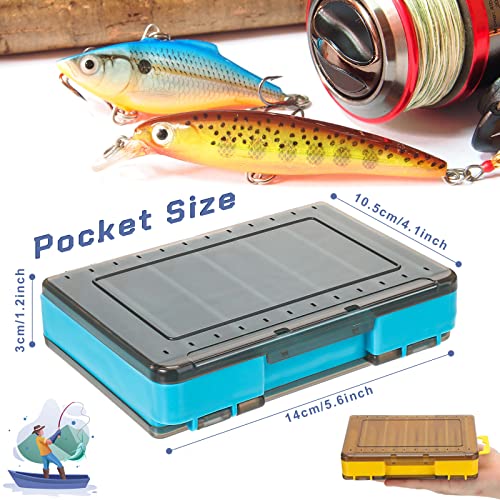 Junkin 6 Pcs Double Sided Fishing Lure Box 12 Compartments Tackle Box Organizers Plastic Waterproof Storage Case Container Visible Tackle Storage Trays for Bait Squid Jig Minnows Hooks