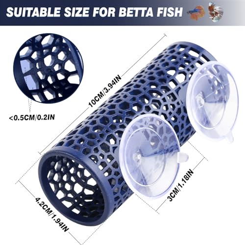 Abizoo Betta Fish Tunnel, Navy Blue Betta Sleeping Tube Safe Hollow Design for Small Fish & Shrimp Ideal Toys for Bettas Guppies Resting Tank Accessories Hammock, Aquarium Decorations Hideout - color: Blue