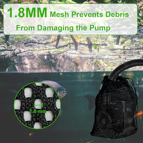 Pond Pump Filter Bag, 2 Pcs 12" x 15.5" Drawstring Submersible Water Pump Barrier Bag, Black Mesh Media Bags, Pond Pump Covers for Aquarium, Swimming Pool, Outdoor Fountain. - size: 12" x 15.5"