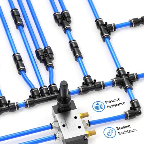 TAILONZ PNEUMATIC Blue 4mm or 5/32 inch OD 2.5mm ID Polyurethane PU Air Hose Pipe Tube Kit 32 Meter 100ft - color: Blue, size: 4mm OD/100ft/32m