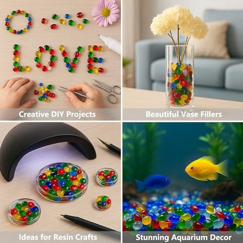 Sea Glass Stones - Red Clear Glass Pebbles Gemstones - Perfect for Aquarium Rocks, Fish Tank Gravel, Vase Fillers, DIY Crafts, and Home Decor (0.9LB/14oz)