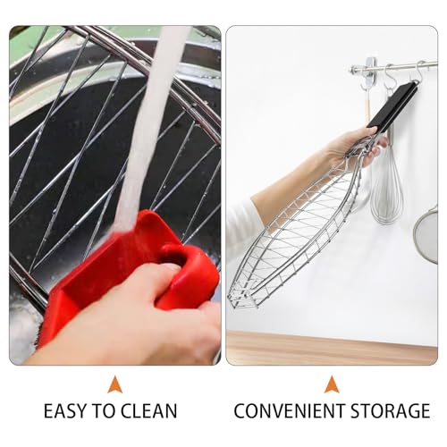Fish Grill Basket, Stainless Steel Fish Grilling Rack For Oven With Detachable Handle , Large Whole BBQ Fish Grill Basket For Live Fish, NonStick Fish Basket for Grilling Perfect for Salmon, Veggies, And Seafood