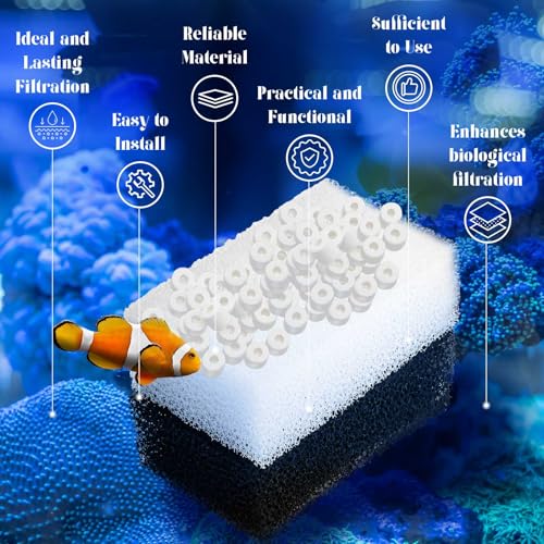 Threlaco 22 Pcs/4 Set of Three-Stage Filtration Fish Tank Filter Compatible with Aquaclear 70 Power Filter, Maintenance Kit, Foam Pads, Mesh Bags, Ceramic Rings, for 40- to 70-Gallon Aquariums - style: Aquaclear 70