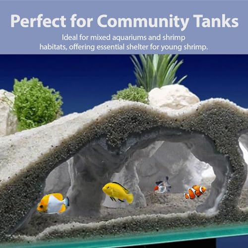 Aquarium Decor, Natural Curve Under Gravel Tunnel Cave, Fish Cave for Aquarium, 3D Printed Fish Tank Tunnel Decor for Betta, Guppy, Shrimp, Cory, Small Cichlid (Small) - size: Small
