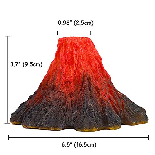S-Lifeeling Tank Decoration Volcano Ornament Lava Explosion Look Aquarium Decorations with Multi-Color LED Spotlight for Fish Tank (M) - color: Set, size: M