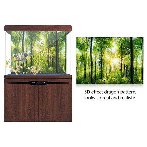 FILFEEL Aquarium Decor Background 3D Effect Fish Poster PVC Adhesive Decor Sticker Paper Cling Decals Sunshine and Forest (61 x 41cm)