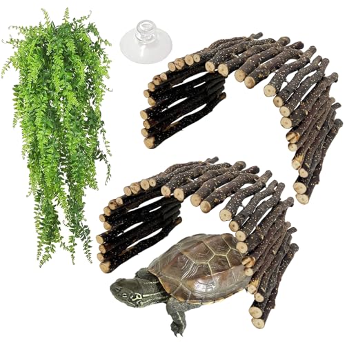 Hamiledyi 3pcs Large Reptile Hides Bearded Dragon Hide Bendable Climbing Bridge Wood Tunnel Tortoise Hut Lizard Hiding Cave for Snake Turtle Gecko Chameleon (15.8" x 7.9")