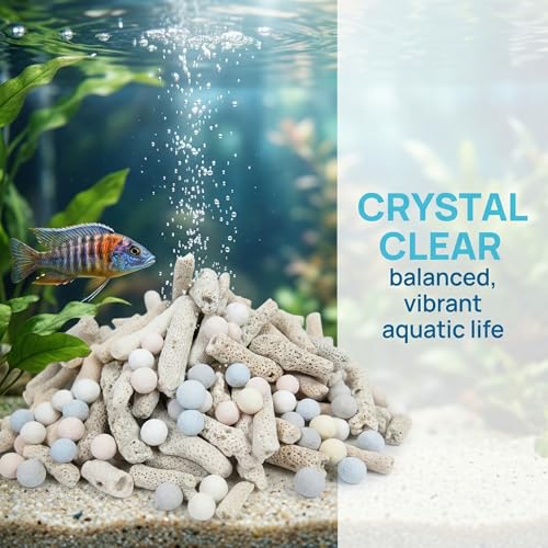 1.54lb/700g Crushed Coral for Freshwater Aquarium, Natural Fish Tank Coral Stone with 2 Mesh Bags, Aquarium Bio Filter Media Bag Reusable Aquarium Filter to Stabilize Water and Raise PH (700g)