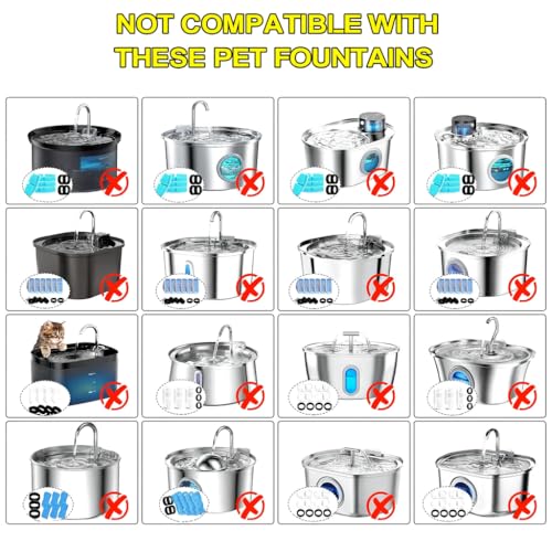 Fountain Filter Replacement Set – 18 Pack (6 Carbon Filters + 6 Pump Sponges + 6 Pre-Filters) – Compatible with Stainless Steel Cat & Dog Water Fountains – BPA-Free, Triple Filtration