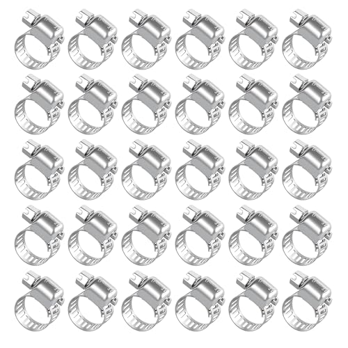 30PCS Stainless Steel Hose Clamps, 1/4" to 7/16" (6-12mm) Adjustable Worm Gear Fuel Line Clamp for Plumbing, Automotive And Mechanical Application - size: 30pcs 6-12mm