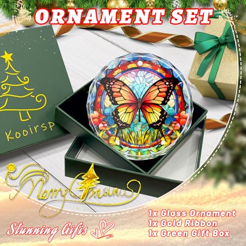 Stained Glass Butterfly Ornament - Christmas Tree Decor, Gift Exchange Present - color: Butterfly