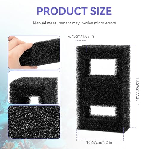 A1376 Spec Foam Filter Block Replacement for Fluval Aquarium Filter Media, for Fluval Spec Fish Tank - High Density Foam Block Insert Replacement for Large Breed Aquarium - 2 Pack