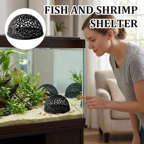 3Pcs Black Shrimp Caves, Shrimp Hides for Aquarium, Shrimps Hide Decorations, Aquarium Hideout, Fish Tank Porous Cave Shelter Hideout for Shrimps and Small Fish