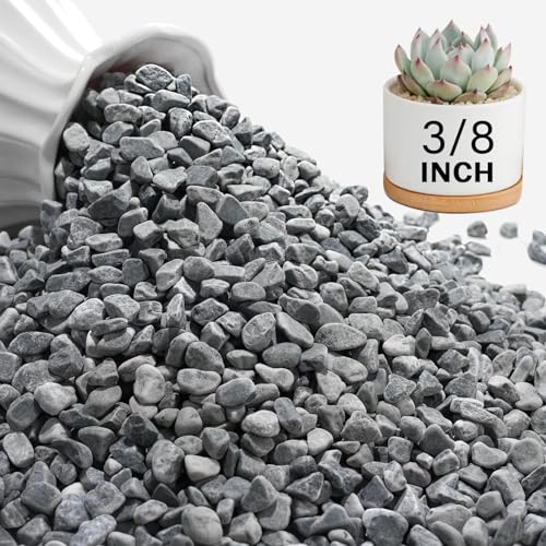 6 lbs Pebbles for Indoor Plants, 3/8 Inch Pea Gravel for Fish Tank, Decorative Rocks for Succulent, Natural River Stones for Vases, Cactus, Landscaping, Bird Bath, Aquarium, Grey - color: Grey, size: 6 lb
