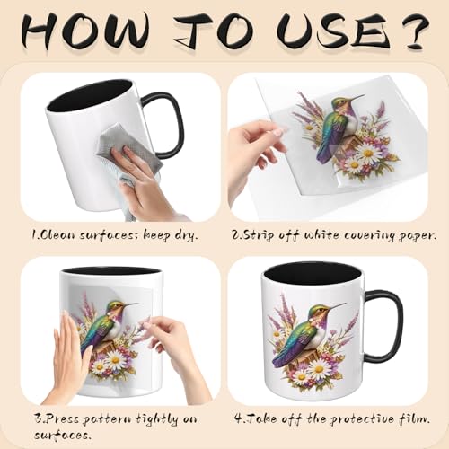 UV DTF Cup Wraps, 4 Sheets Humming Bird Transfer Stickers for 16oz Glass, Rub On Decals for Tumblers and Candlestick - style: Humming Bird