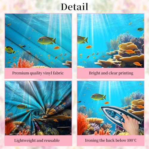 10X8ft Sunlight Underwater Coral Reef Photography Backdrop Colorful Tropical Fish Background for Ocean Themed Aquarium Wall Decorations Kids Birthday Party Portrait Photo Booth Studio Prop - color: Ocean-2
