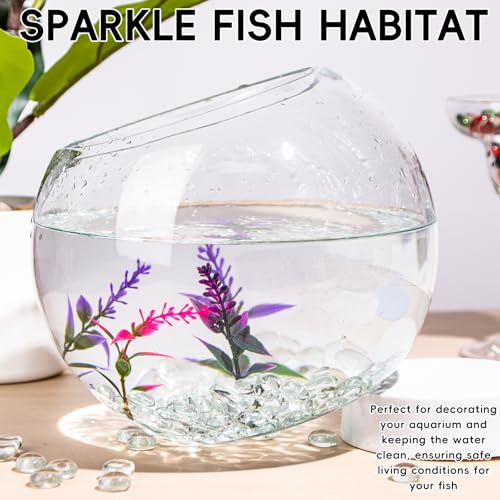 1 LB Clear Glass Marbles, Transparent Mini Flat Glass Beads~150 PCS for Vase Fillers, Floral Bottom Mancala Gems Pebbles Fish Tank Rocks for Table Aquarium,Home Decor Art Craft Supplies(0.5"~0.7") - color: Clear~1 Lb, size: 1 LB