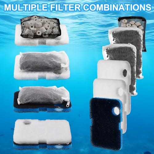Threlaco 30 Pack Aquarium Filter Media Set Replacement Compatible with Cascade 700/1000 CCF2UL CCF3UL Filter, Bio Sponge Filters, White Floss Pads, Activated Carbon, Ceramic Rings, Mesh Bags, Grease