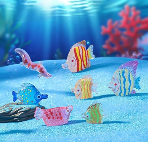 9 Pcs Miniature Flat Fish Aquarium Decor - Vibrant Handmade Underwater Simulation Models for Fish Tank Landscape, Creative Ocean Theme Ornaments, DIY Marine World Hanging Accessories & Desktop Display