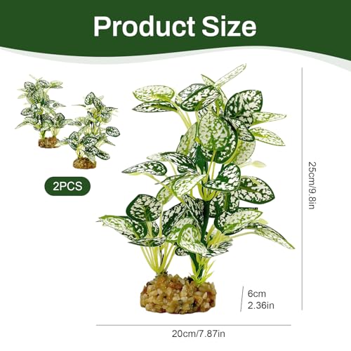 Silk Aquarium Plants (2-Pack), 9.8-inch Artificial Aquarium Silk Plants— Simulated Fish Habitat Decor, Safe Silk Plants for Aquariums Fish Fishbowl (White) - color: White&green
