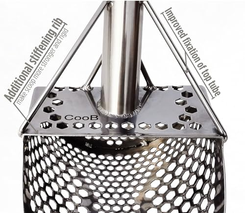 Sand Scoop Shovel Metal Detector Monstrik V1, Sand Scoops Treasure Detecting, Metal Detector Hunting Tool, Stainless Steel, Mixed Hexahedron Holes