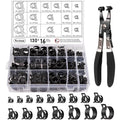 Toolwiz 130Pcs 6-25mm Spring Band Hose Clamp Assortment with Swivel Clamp Pliers, Constant Tension Radiator Hose Clamps, Black Hose Clips for Fuel Line, Silicone Vacuum Hose, Air Tube, Water Pipe - style: 130Pcs Spring Clamps with Plier