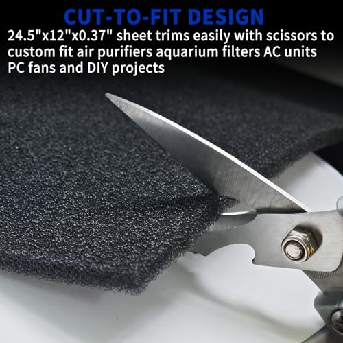 30 PPI Air Filter Foam Sheet 24.5"x12"x3/8" for Air Purifiers Aquarium AC Units HVAC Systems Motorcycle Filters & DIY Projects Washable Universal Replacement Sponge 2PCS