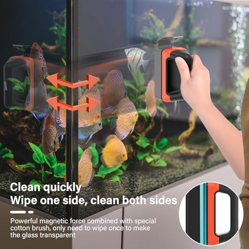 hygger Fish Tank Magnetic Glass Cleaner Two Detachable Algae Scraper for Aquarium Fish Tank，Floating Scrubber Brush Glass Algae Magnet Cleaning Tool for Large Aquariums Tank - size: L
