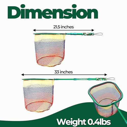 DaddyGoFish Kids Fishing Net - Extendable Telescopic Landing Net for Boy Girl Children Catching Small Fish Crab Shrimp Minnow Dragonfly Beach Pier Lake River Ocean - color: Style 3 (2 Pack, Green + Green)