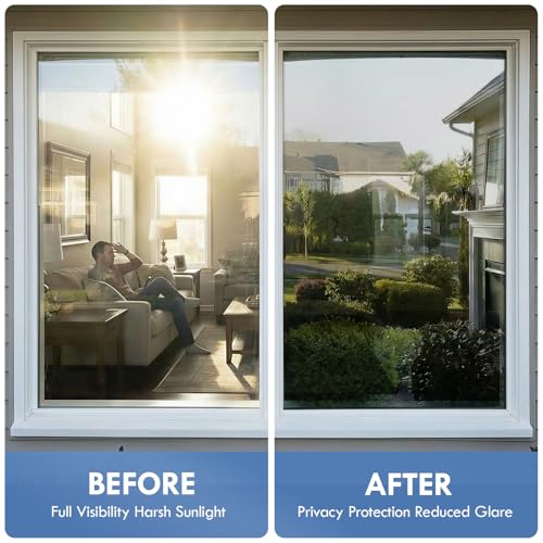One Way Privacy Window Film,Black-Silver Static Cling, 23.6"x78.7" - color: Black Silver, size: 23.62"x78.7"