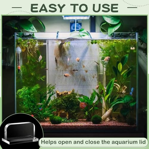 4Pcs Aquarium Lid Handle 1.4x1.4x2.4, Transparent Adhesive Acrylic Fish Tank Glass Top Handles