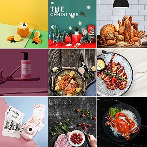 Large 24x24in Photo Backdrop Board: 9PCS 18Patterns Product Photography Backdrops for Food Jewelry, Background Table Top Small Shooting Kit