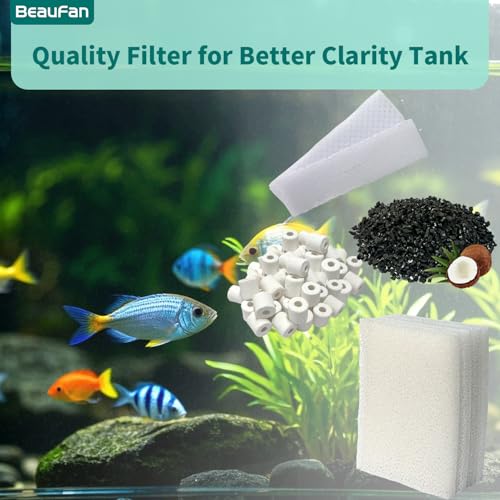 13 Set Aquarium Filter Media Kits Replacement for Fluval C4 (40-70 Gal) Aquarium Power Filter, Includes 4 Foam Pads, 4 Tarpaulins, 4 Activated Carbons, 1 Ceramic Ring - size: C4 Series