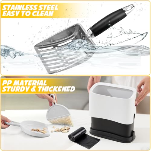 Cat Litter Scooper with Holder, Stainless Steel Cat Litter Scoop, Kitty Poop Scooper Stand for Litter Box, Cat Caddy for Litter Scoop, Fast Sifting Kitty Poop Scooper Caddy Poop Scooper Stand - color: White, size: M