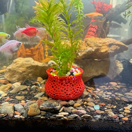 Aquarium Submerged Plant Pot, Underwater Plant Anchor, Fish Tank Aquatic Plante, Aquarium Landscaping Decoration, Decorative Accessories - 2-Piece Set (Red) - color: Red