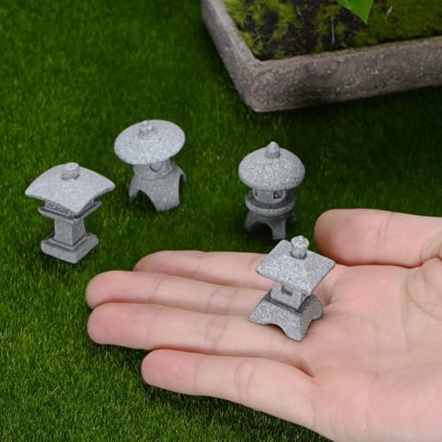 M METERXITY 1 Set Miniature Lantern Pagoda Statues, Sandstone Tiny Home Landscape Accessories Japanese Decor Mini Chinese Pagoda for Aquarium/Fish Tank/Garden Decor