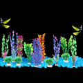 117 Pcs Fish Tank Accessories Decorations Set 100 Pcs Glow Blue Betta Fish Rocks Stones 15 Pcs Artificial Plastic Fake Aquarium Plants 2 Pcs Hammock Plant Leaf Pad for Aquarium Bowl Decor