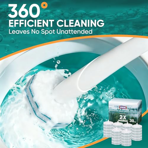 30Ct Aromative Toilet Brush Refills, Toilet Bowl Cleaner Refills, Double-Layer Cleaning Pads Added, Compatible with Most Toilet Brushes，Rainforest Scent（Patented） - color: Rainforest