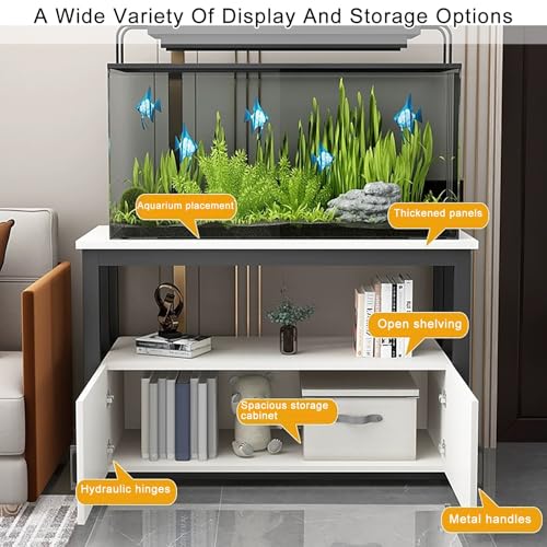 Fish Tank Stand with Storage Cabinet, Heavy Duty Metal Frame Aquarium with Anti-slip Foot Pads, 550 LBS Capacity,for Reptile Turtle(Black,70x50x70cm/27.5x20x27.5) - color: Black, size: 70x50x70cm/27.5x20x27.5"