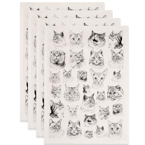SUPERDANT 4PCS Cat Avatar Underglaze Paper Transfer Cute Kitty Transfer Papers for Clay Ceramic Porcelain Under Glaze Transfers for Pottery Enamel Decals Black Underglaze Decal Handcrafted Gifts - style: Cat Avatar