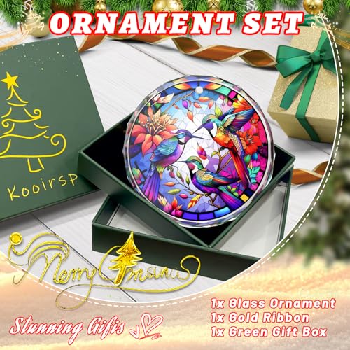 Hummingbird Stained Glass Ornament - Christmas Tree Decoration, Gift Exchange Present Idea - color: Hummingbird