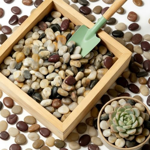 Polished Mixed River Rocks, 5/8 Inch Multi-Color Decorative Pebbles for Aquarium, Landscaping, Plant Decor & Vase Fillers,Natural Polished Mixed Stones for Garden, Crafts-12LB - size: 12lb, style: colorful