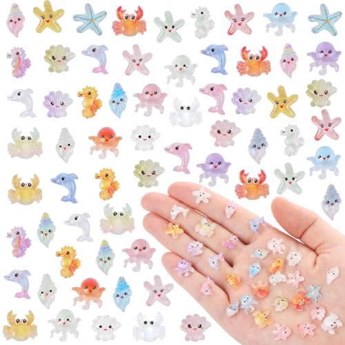 150pcs Mini Resin Animal Figures Miniature Ocean Statues Mixed Marine Animal Ornaments Tiny Sea Animals Set for Aquarium Fish Tanks Dollhouses Gardens Landscape DIY Crafts Nail Art Decor