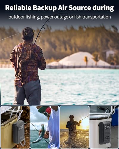 Pawfly Aquarium Lithium Battery Powered Air Pump USB Rechargeable Oxygen Pump Portable Live Bait Aerator Pump for Outdoor Fishing and Fish Transportation - size: 10 to 60 Gal（3 W）