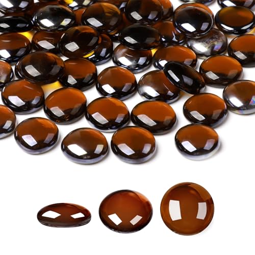 Suream Glass Rocks for Vases, 1 LB Dark Amber Marbles for Centerpieces, Glass Pebbles Marbles for Vases Fillers Fish Tank Aquarium Table Scatters DIY Crafts - color: Dark Amber