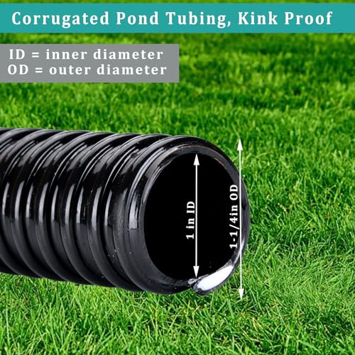 Pond Hose ID 1” × 10ft Black Corrugated Flexible Reinforced PVC Hose Vinyl Tubing for Pond Pump Fountain Garden Waterfall, Non-toxic & Kinkproof, with 2 clamps - size: 1 Inch, style: 10 Feet