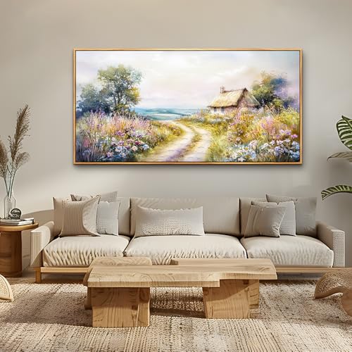 ZUITINGHUA Wood Framed Canvas Wall Art For Living Room Large Wall Decor For Office Bedroom Decoration Country Road Landscape Pictures Farmhouse Paintings Artwork Mural Aesthetic Home Decor 30x60 In - color: Country Road Wood Framed, size: 60"L x 30"W