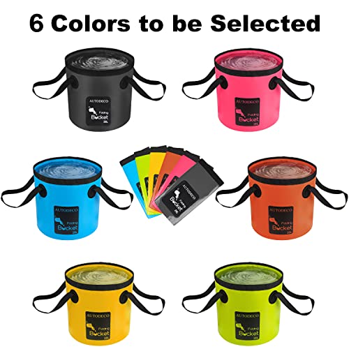 Collapsible Bucket 5 Gallon Container Folding Water Bucket Portable Wash Basin - color: 6pcs-2blue & 1orange & 1yellow & 1pink & 1black